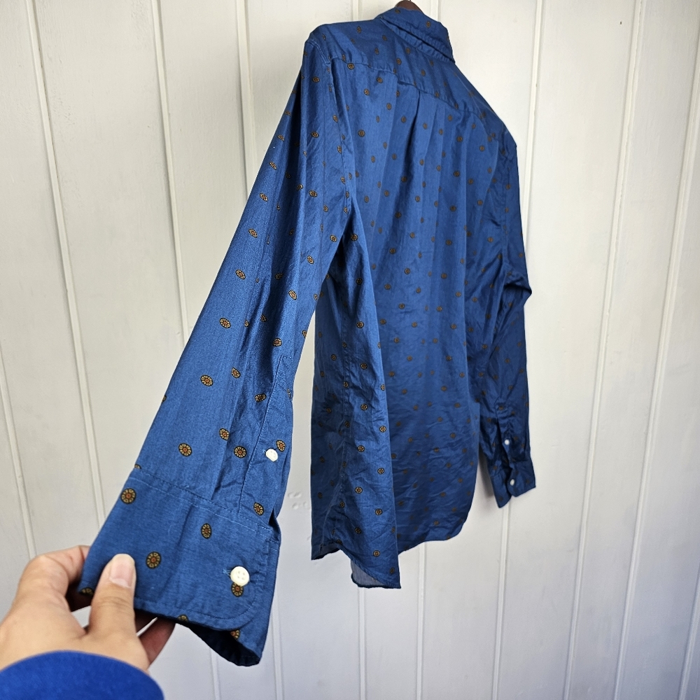 J. Crew Blue Slim Untucked Secret Wash Cotton Poplin Button Front Shirt Large - Picture 5 of 11